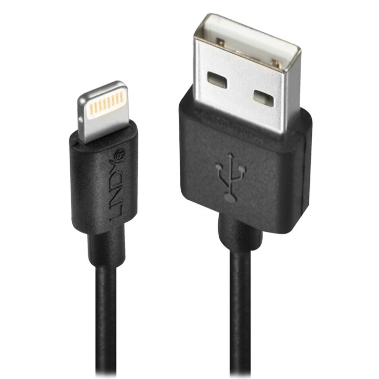 Cablu date si incarcare usb la lightning mfi 3m negru, lindy l31322